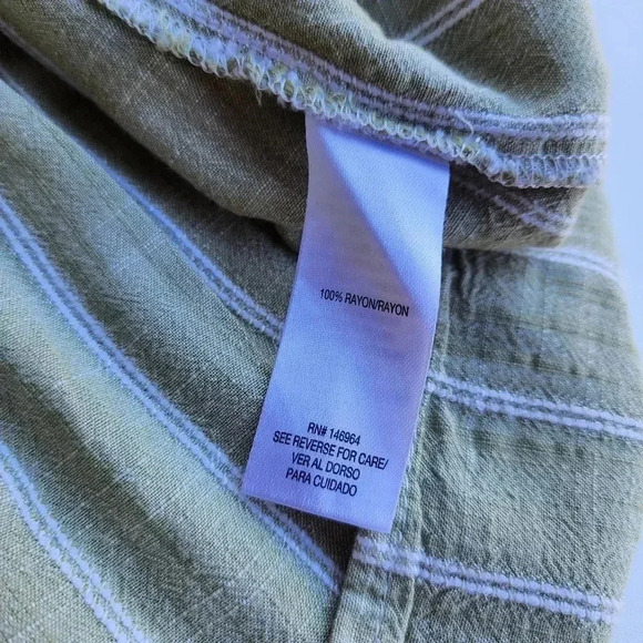 Robbie Bee Green White Stripe Strap Rayon Maxi Dress Tank Sz PM - Picture 13 of 14